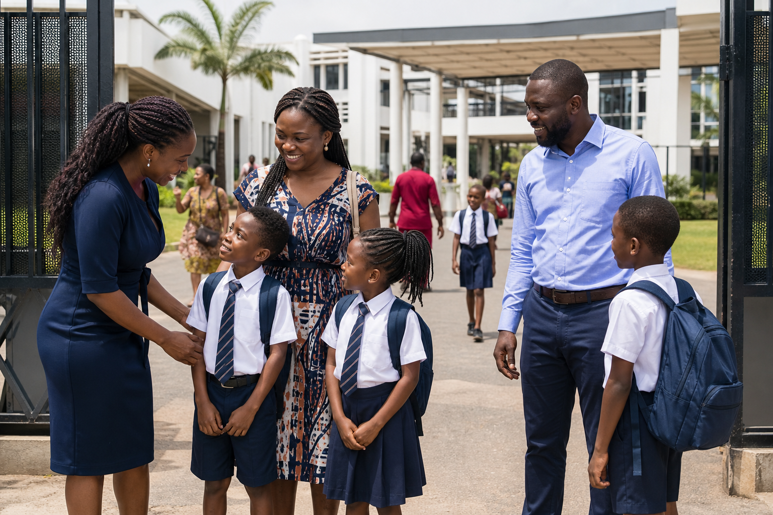 Families arriving for school admissions